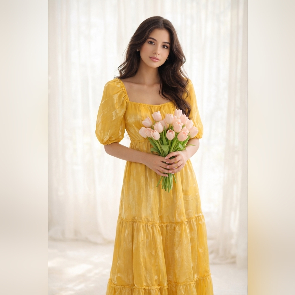 Delicate Yellow Chiffon Dress